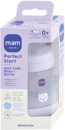 Fľaša Perfect Start Anti-Colic - 0+ m, 160 ml mam