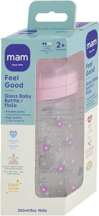 Sklenená flaša Feel Good - 2+m, 260 ml mam