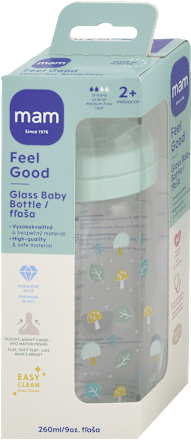 Sklenená flaša Feel Good - 2+m, 260 ml mam