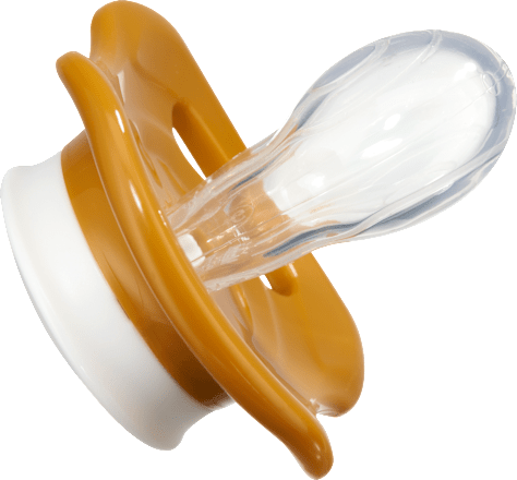 Schnuller Silikon symmetrisch, ocker/mint, 5-18 Monate babylove