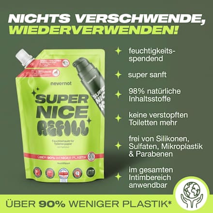 Feuchtschaum für Toilettenpapier Nachfüllpack  nevernot