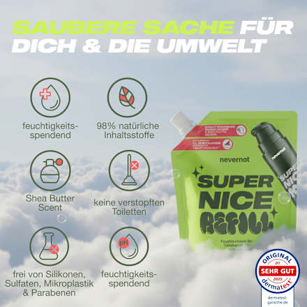 Feuchtschaum für Toilettenpapier Nachfüllpack  nevernot