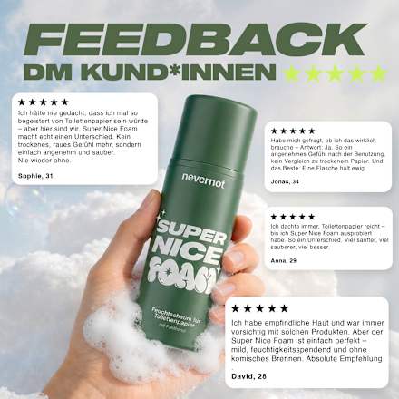 Feuchtschaum für Toilettenpapier Nachfüllpack  nevernot