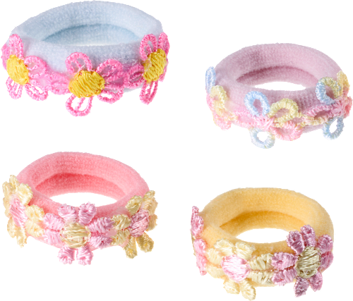 Haargummis mit Blumen-Applikationen, bunt ebelin