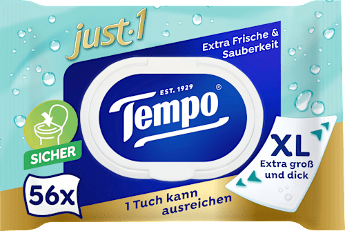 Feuchtes Toilettenpapier Just 1 XL-Tuch Tempo