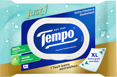Feuchtes Toilettenpapier Just 1 XL-Tuch Tempo