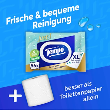 Feuchtes Toilettenpapier Just 1 XL-Tuch Tempo