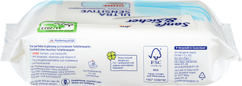 Feuchtes Toilettenpapier Ultra Sensitiv (2x50 Stück) Sanft&Sicher