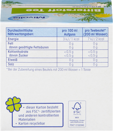 Kräutertee, Bitterstoff Tee (12 Beutel) Mivolis
