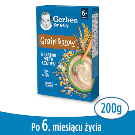 Kaszka zbożowa z lipą 8 zbóż, po 6. miesiącu Gerber