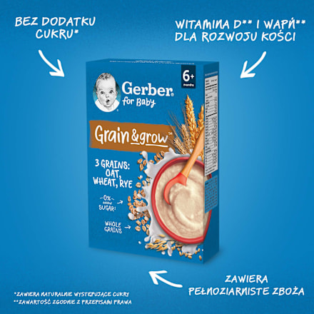 Kaszka mleczna 3 zboża, po 6. miesiącu  Gerber