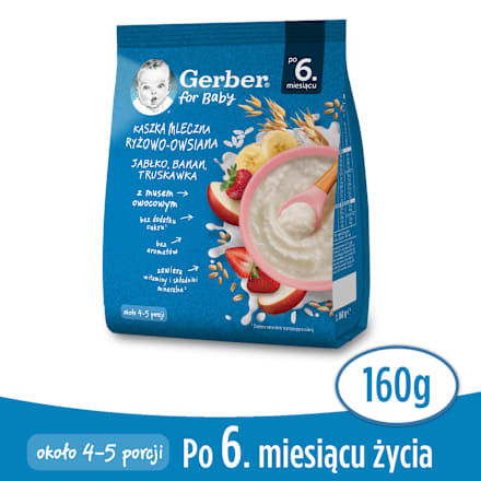 Kaszka mleczna ryżowo-owsiana jabłko, banan, truskawka, po 6. miesiącu Gerber