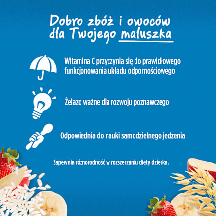 Kaszka mleczna ryżowo-owsiana jabłko, banan, truskawka, po 6. miesiącu Gerber