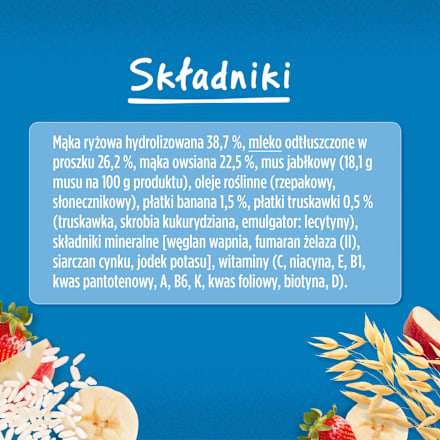 Kaszka mleczna ryżowo-owsiana jabłko, banan, truskawka, po 6. miesiącu Gerber