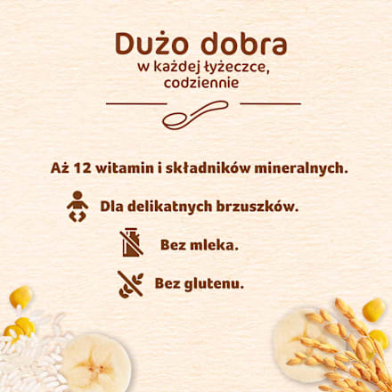 Kaszka ryżowo-kukurydziana o smaku bananowym, bezmleczna,  po 6 miesiącu Proste Zboża Nestlé