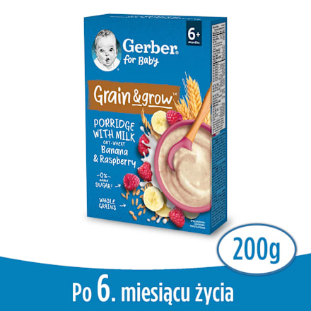 Kaszka owsiana mleczna banan, malina, po 6. miesiącu  Gerber