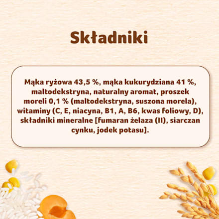 Kaszka ryżowo-kukurydziana o smaku morelowym, bezmleczna, po 6. miesiącu Nestlé