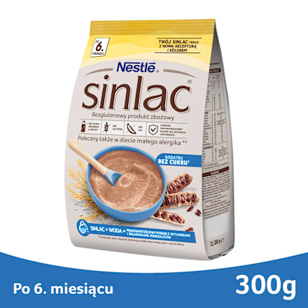 Bezglutenowy produkt zbożowy bez dodatku cukru po 6. miesiącu Sinlac Nestlé