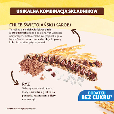 Bezglutenowy produkt zbożowy bez dodatku cukru po 6. miesiącu Sinlac Nestlé