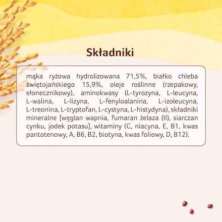 Bezglutenowy produkt zbożowy bez dodatku cukru po 6. miesiącu Sinlac Nestlé