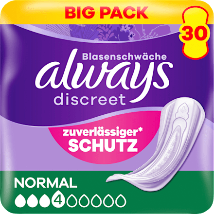 discreet Einlagen Inkontinenz Normal, Big Pack always