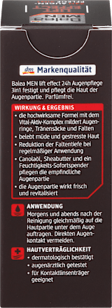 Augencreme 24H 3in1 Lift Effect Balea MEN