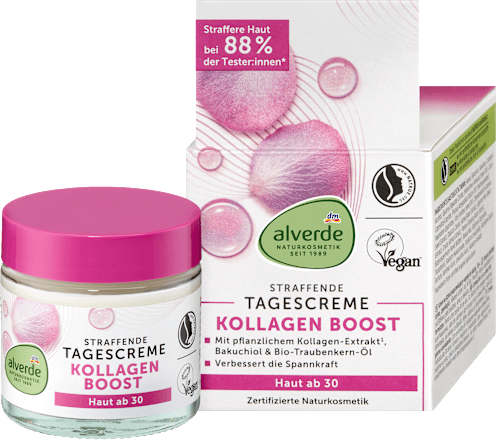 Feszesítő nappali arckrém Kollagén Boost bakuchiollal 30+ alverde NATURKOSMETIK