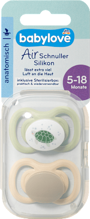 Schnuller Air Silikon anatomisch, braun/grün, Gr.2, 5-18 Monate babylove