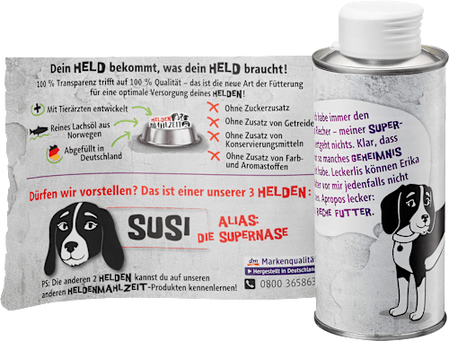 Nahrungsergänzung Hund pures Lachsöl, Heldenmahlzeit Dein Bestes