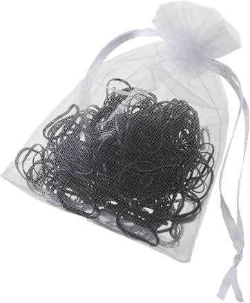 Mini-Haargummis in Organza-Säckchen schwarz / braun ebelin