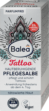 Negovalno mazilo s 5 % pantenola za pomiritev kože po tetoviranju Balea