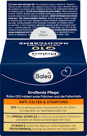 Nočna krema za obraz proti gubam z koencimom Q10, omega kompleksom in vitaminom E Balea