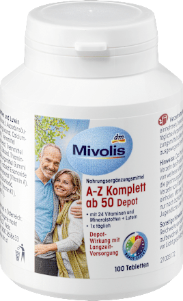 Kompleks witamin i minerałów A-Z 50+ w tabletkach depot, 100 szt. Mivolis
