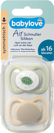 Schnuller Air Silikon symmetrisch, braun/grün, Gr.3, ab 16 Monate babylove