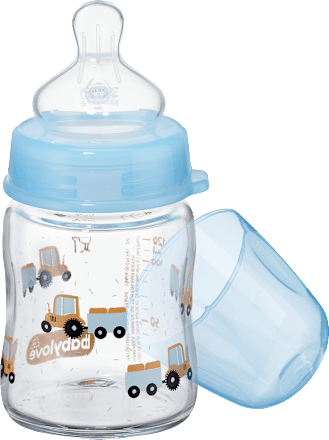 Babyflasche aus Glas Weithals, 120ml, blau babylove