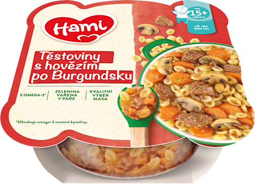 Príkrm cestoviny s hovädzím po Burgundsky Hami