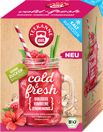 cold & fresh bio ledový čaj s příchutí ibišek, malina a citronová tráva 15x2,75 g Teekanne