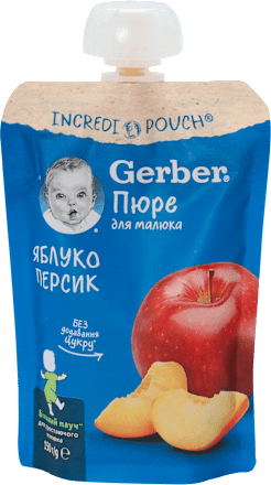 INCREDI POUCH voćni pire - jabuka i breskva, od 6. meseca Gerber