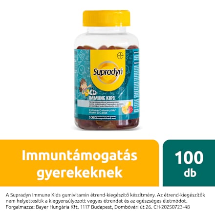Gumivitamin Immune Kids, narancs, eper, papaya ízű Supradyn