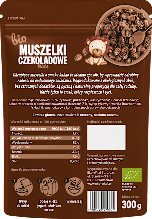 Muszelki czekoladowe BIO EkoWital