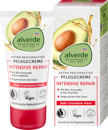 Ošetrujúci pleťový krém Intensive Repair, avokádo & rumanček alverde NATURKOSMETIK