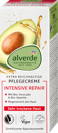 Ošetrujúci pleťový krém Intensive Repair, avokádo & rumanček alverde NATURKOSMETIK