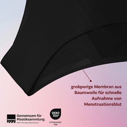 Periodenunterwäsche Slip Cheeky Schwarz Gr. L dais