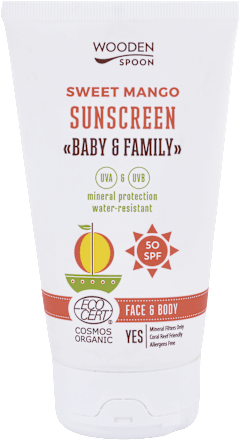 Opaľovacie telové mlieko Sweet Mango Baby & Family SPF 50 Wooden Spoon