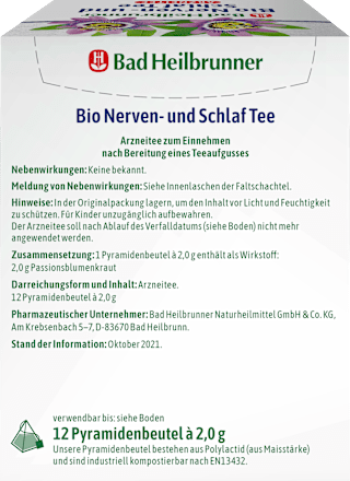 Arzneitee, Nerven- & Schlaf Tee (12 Beutel) Bad Heilbrunner