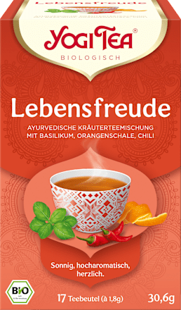 Kräutertee "Lebensfreude" mit Basilikum, Orangenschale & Chili (17 Beutel) YOGI TEA