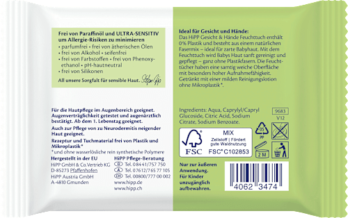Feuchttücher Gesicht & Hände ultra-sensitiv HiPP Babysanft