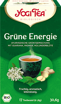 Grüner Tee "Grüne Energie" mit Guarana, Ingwer & Holunderblüte (17 Beutel) YOGI TEA