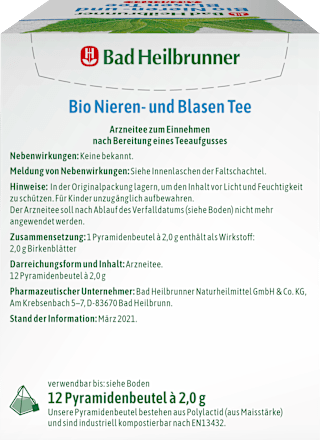 Arzneitee, Nieren- & Blasentee (12 Beutel) Bad Heilbrunner