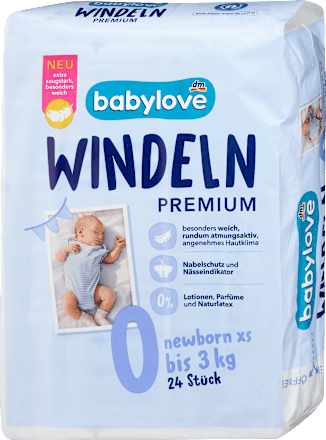 Pannolini premium taglia 0 newborn xs (fino a 3 kg) babylove